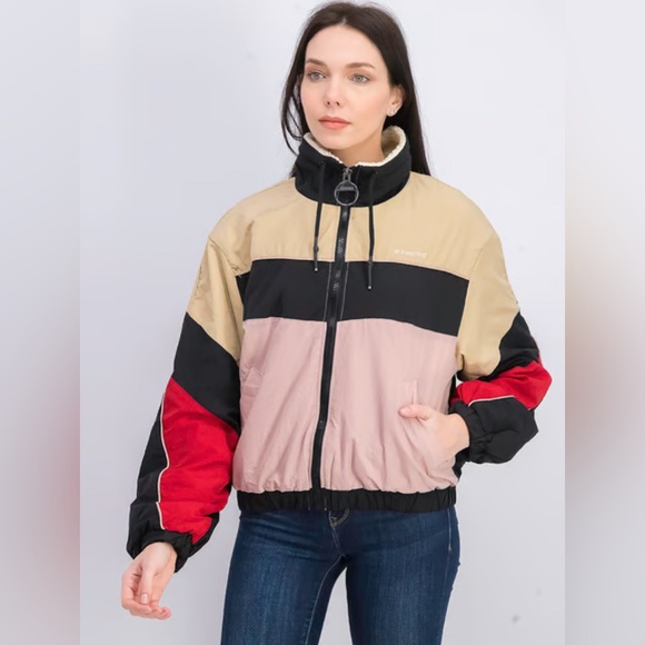 Bershka Zip Up Lined Retro Windbreaker - Picture 1 of 8